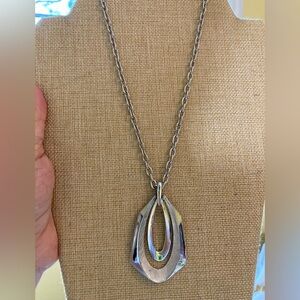 Trifari‎ Vintage Pendant Necklace Matte and Textured Silver Tone Finished